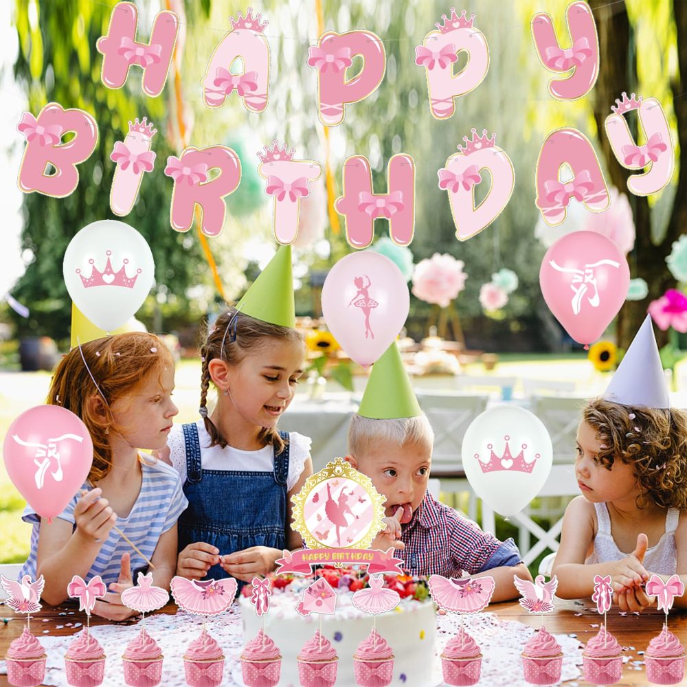 Party Supplies Ballerina Balloons Birthday Ballet Birthday Decoration Ballerina Banner Happy Birthday Ballet Birthday Cake Toppers Ballerina Birthday Party Decorations Ballet Balloon Decorations - Image 2