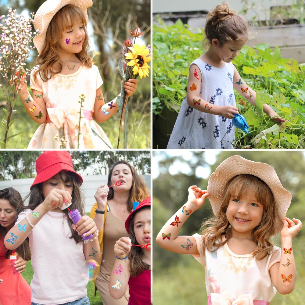 10 Sheets Butterfly Temporary Tattoos for Kids,Waterproof Fake Tattoos,Kids Tattoo Stickers for Boys Girls Fans Children's Tattoo Stickers Birthday Loot Party Bag Filler Favors (Butterfly Tattoos) - Image 4