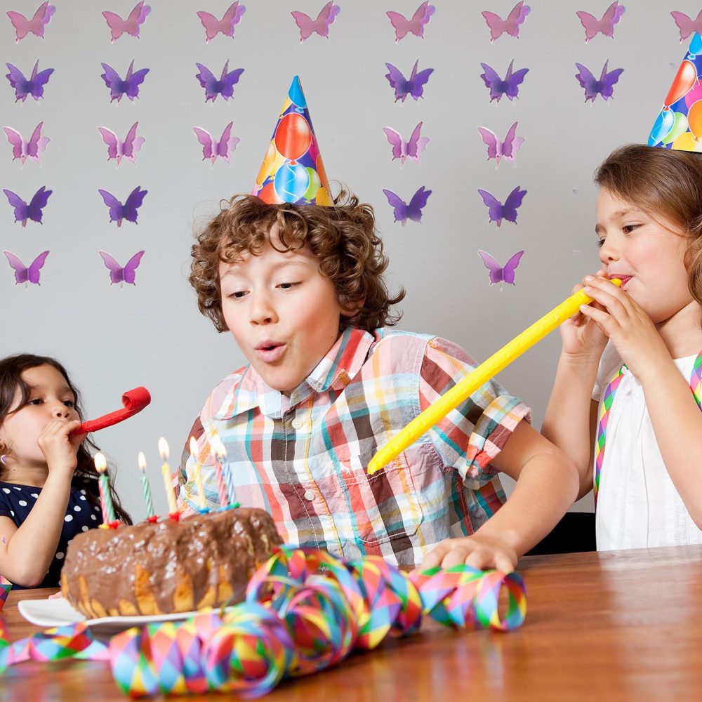 Butterfly Party Decorations, 3D Butterfly Banner Paper Garland for Wedding Birthday New Year's Annual School Decoration, Baby Shower, Gradient Pink Butterfly Streamers 2.8m (purple) - Image 5