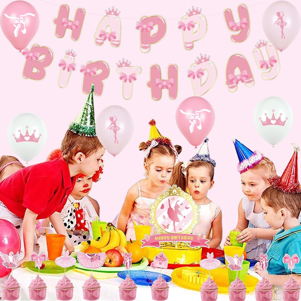 Party Supplies Ballerina Balloons Birthday Ballet Birthday Decoration Ballerina Banner Happy Birthday Ballet Birthday Cake Toppers Ballerina Birthday Party Decorations Ballet Balloon Decorations - Image 4