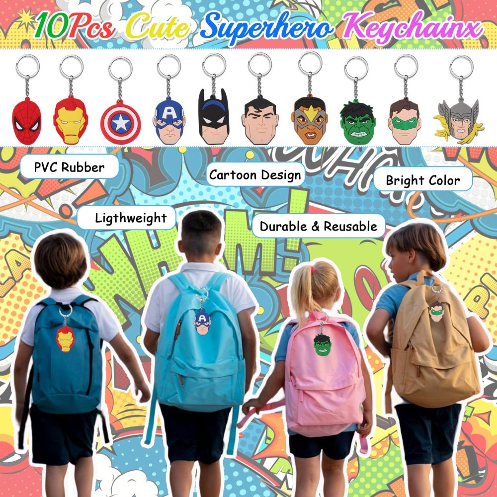 40Pcs Avenger Party Favors for Kids, Superhero Theme Party Supplies with Slap Bracelets Keychain Tattoos Stickers and Goodie Gift Bags Assorted Toys for Kids Boys Girls Birthday Party Decoration - Image 5
