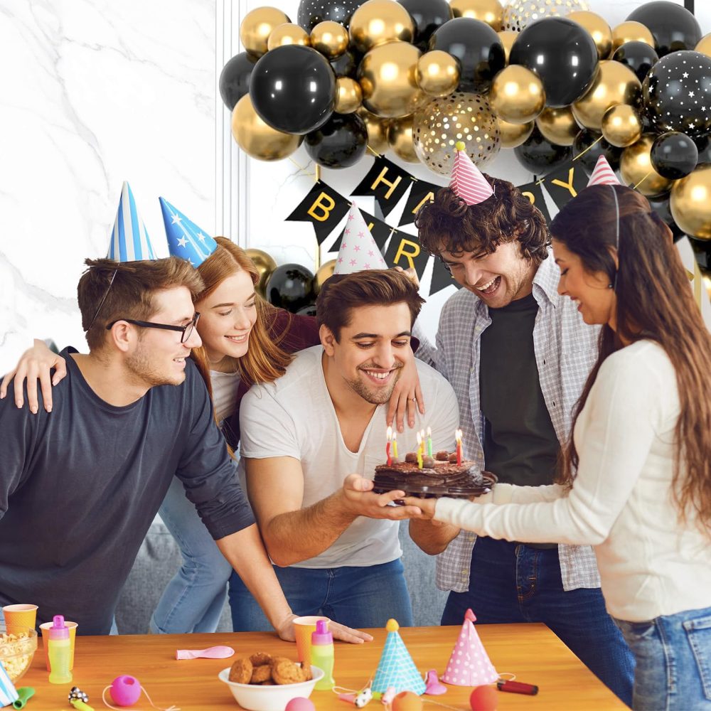 WenYa Black Gold Birthday Balloons Set, Birthday Party Balloons Kit, Black Gold Balloons for Women Men Boys Girls Birthday Party Decoration, Wedding, Graduation, Anniversary, Retirement, New Year - Image 4