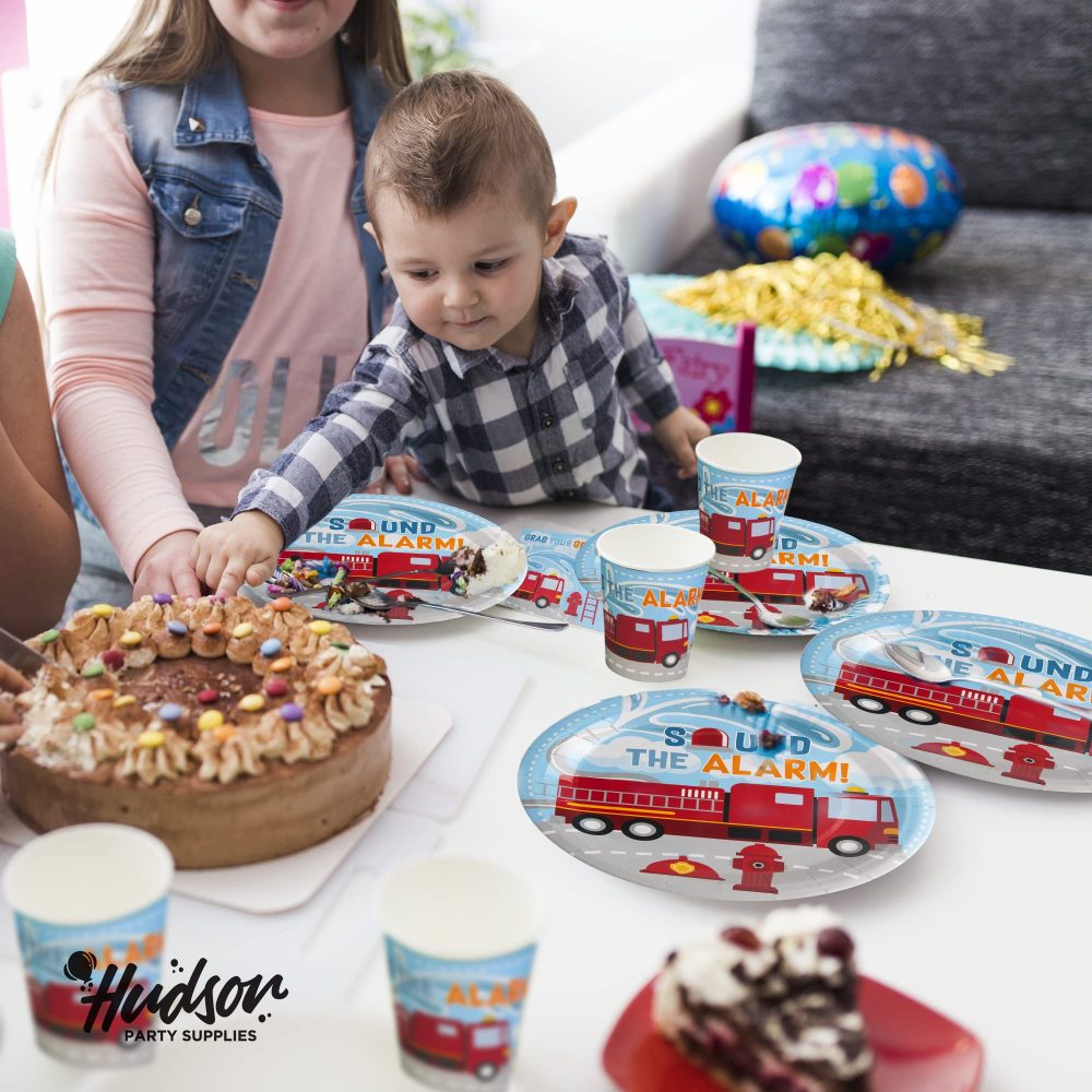 Firetruck Birthday Decorations (Serves 24) Dinner Plates, Dessert Plates, Cups, Napkins. Firefighter Birthday Party Supplies for Kids, Boys, Girls and More - Image 5