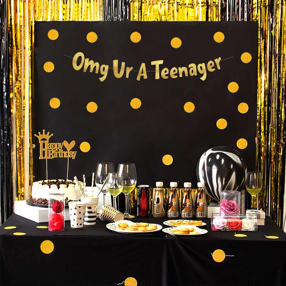 OMG Ur A Teenager Gold Glitter Banner - 13th Birthday Decorations, Favors and Supplies - Image 3