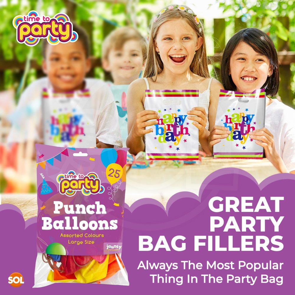 jaunty partyware 25 Large Punch Balloons for Kids Ideal Party Bag Fillers for Kids | 12" Premium Quality | Punch Balloons for Party Bags Fillers for Kids | Punch Balloon Kids Party Bag Fillers - Image 7
