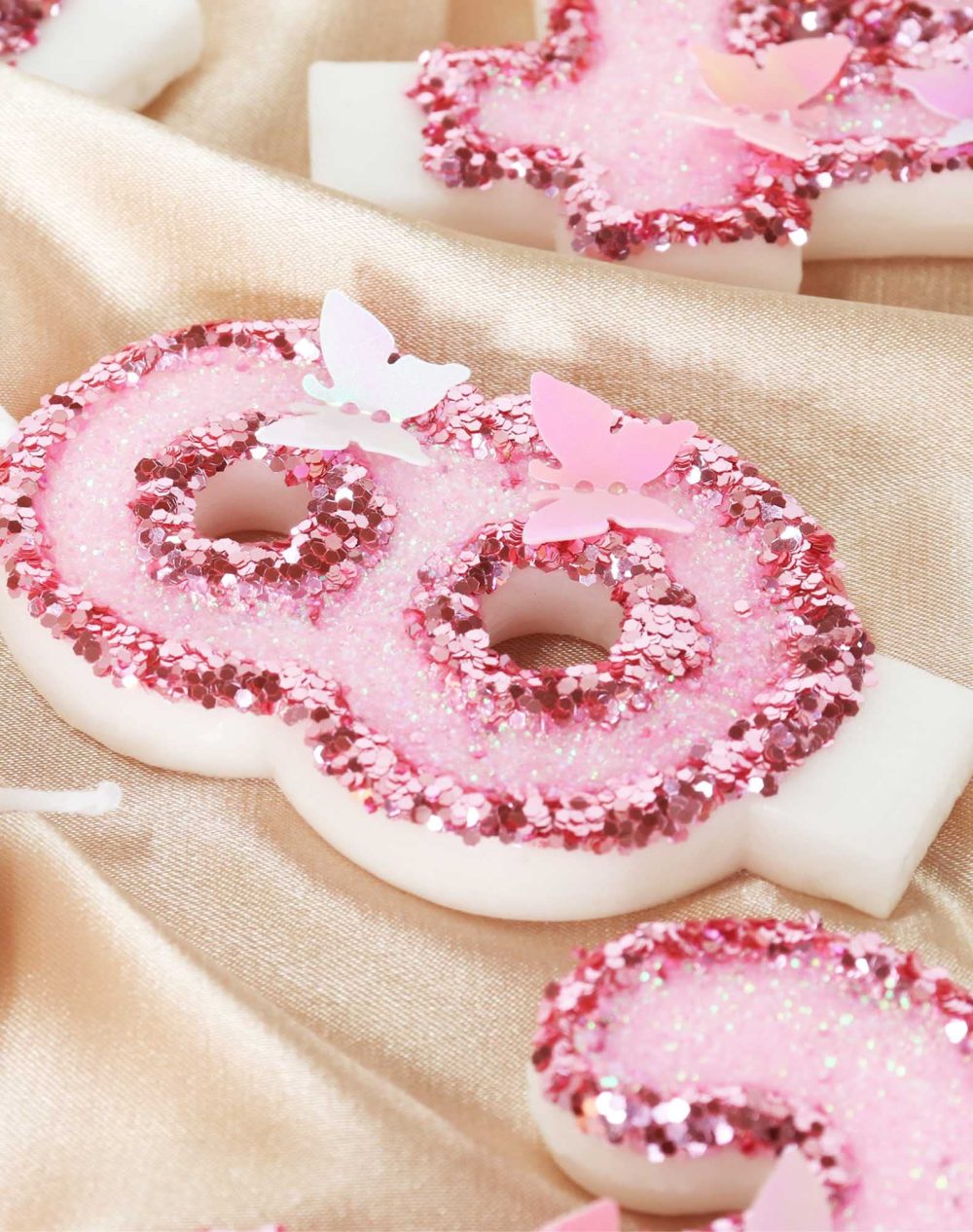 3rd Butterfly Birthday Candles, Number 3 Pink Candle, Birthday Candle for Cake, Happy 3 Birthday Candle, Handmade Sequin Shining Numeral Candles Cake Topper Decoration for Girls Birthday Party - Image 3