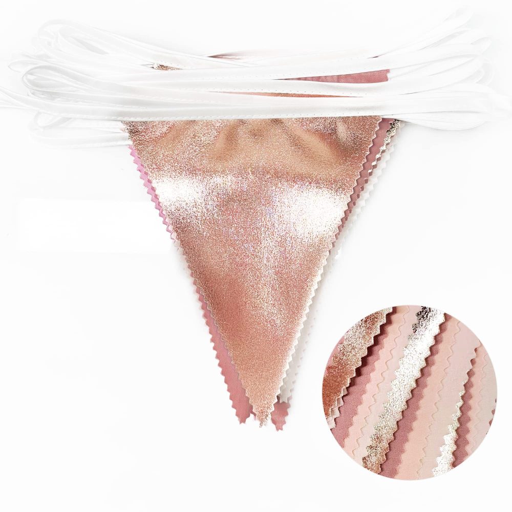 32Ft Dusty Blush Pink Rose Gold Bunting Banner Party Decorations Fabric Triangle Flag Pennant Garland Streamers for Birthday Wedding Baby Bridal Shower Anniversary Outdoor Garden Hanging Decoration - Image 6