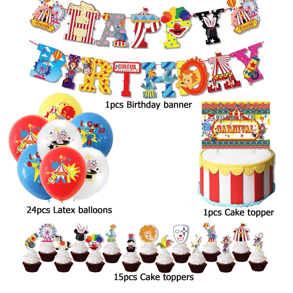 Party Supplies Circus Balloons Circus Banner Happy Birthday Circus Birthday Cake Toppers Circus Animal Balloons Birthday Carnival Circus Birthday Decorations Clown Balloon Decorations - Image 7