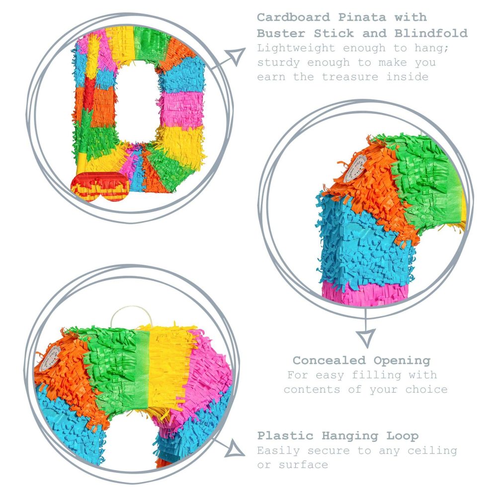 Fax Potato Number 0 Pinata Set with Stick & Blindfold - 50 x 7.5 x 35cm - Rainbow - Image 8