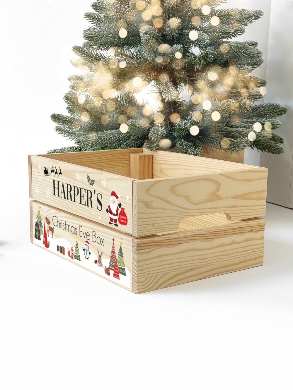 Personalised Children's Christmas Eve Crate, Wooden Christmas Eve Box For Kids - Image 8