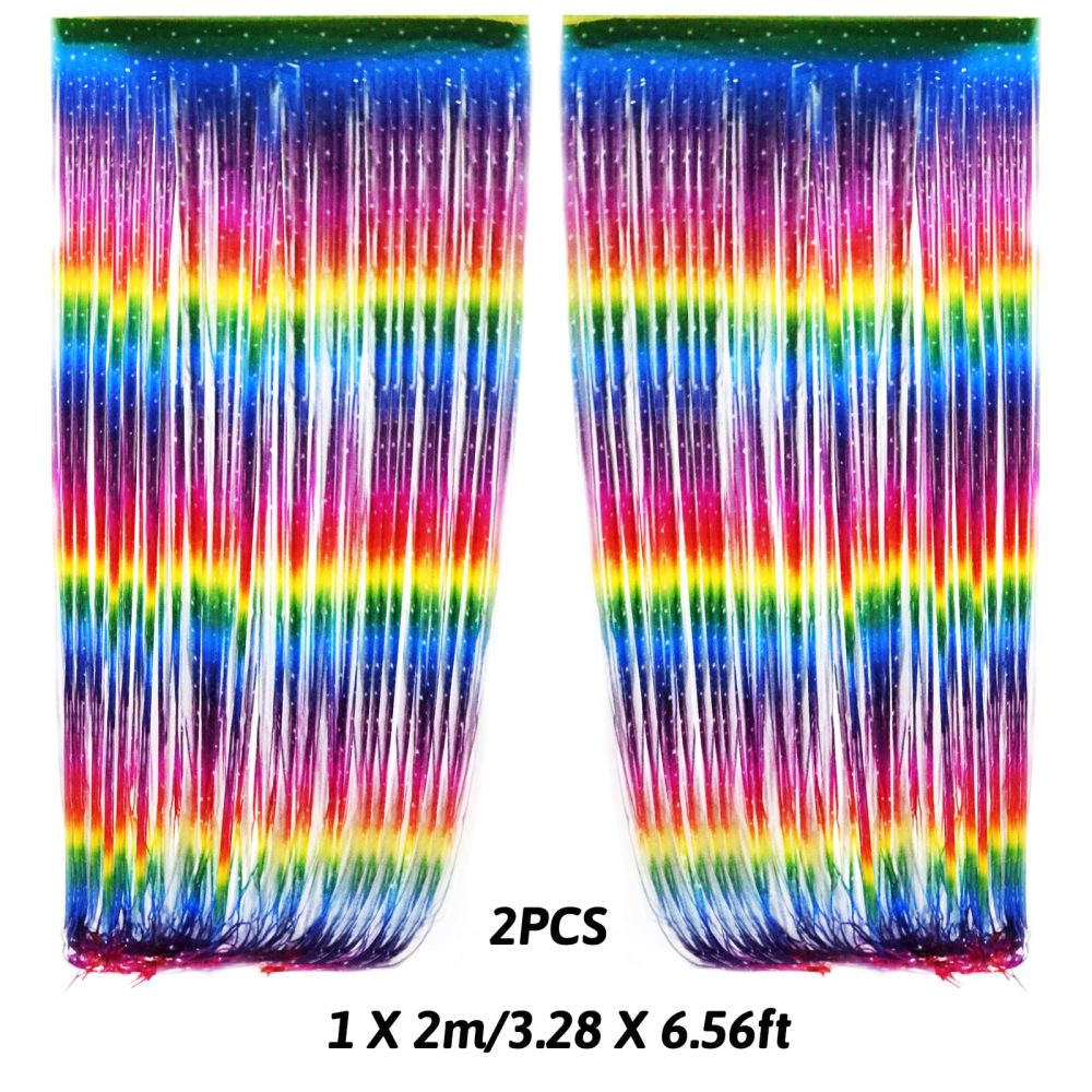 Recosis Party Decorations, Colourful Rainbow Foil Fringe Curtain Fiesta Hanging Paper Fans Pompoms Honeycomb Paper Hot air Balloon Garlands for Mexican Cinco De Mayo Taco Birthday Party Supplies - Image 3
