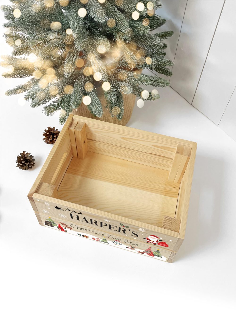 Personalised Children's Christmas Eve Crate, Wooden Christmas Eve Box For Kids - Image 7