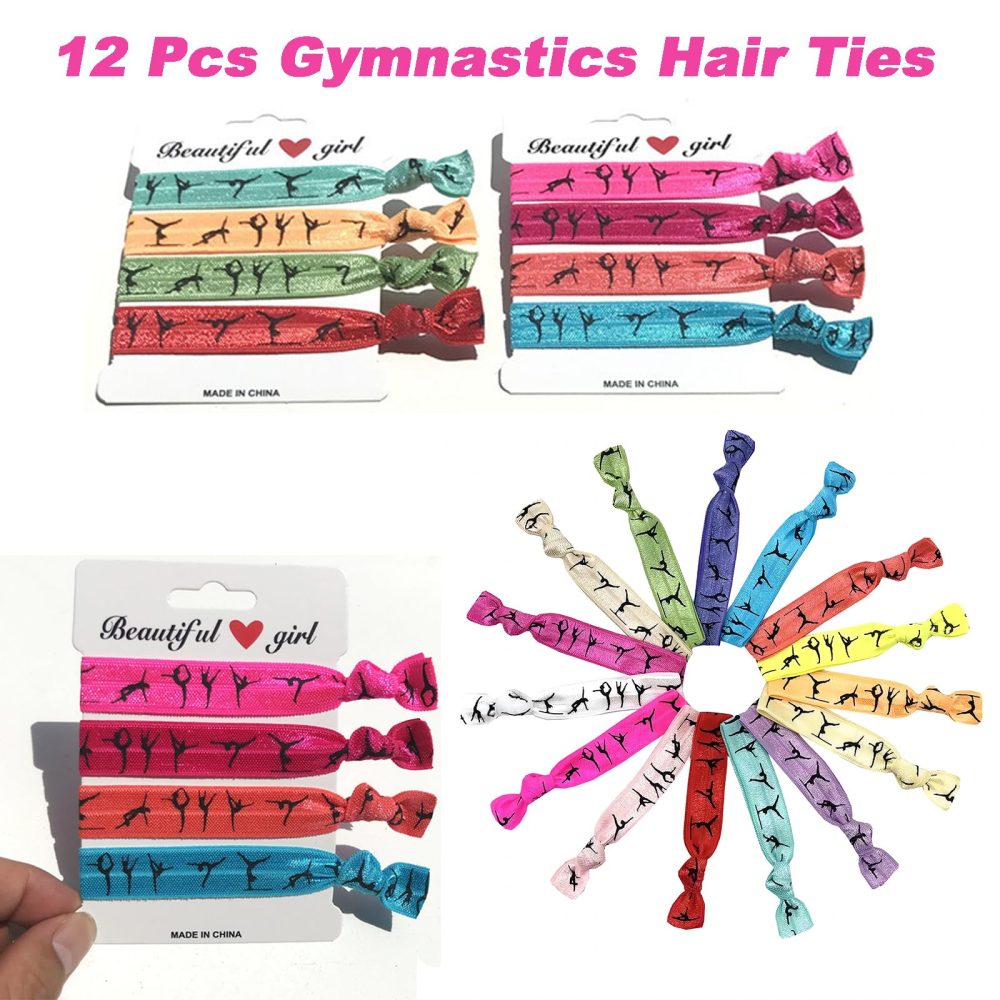 136 PCS Gymnastics Party Favors Gymnastics Themed Birthday Party Supplies Include Silicone Bracelets, Keychains, Hair Ties and Vinyl Stickers for Girls Women Gymnastics Party Decorations - Image 6
