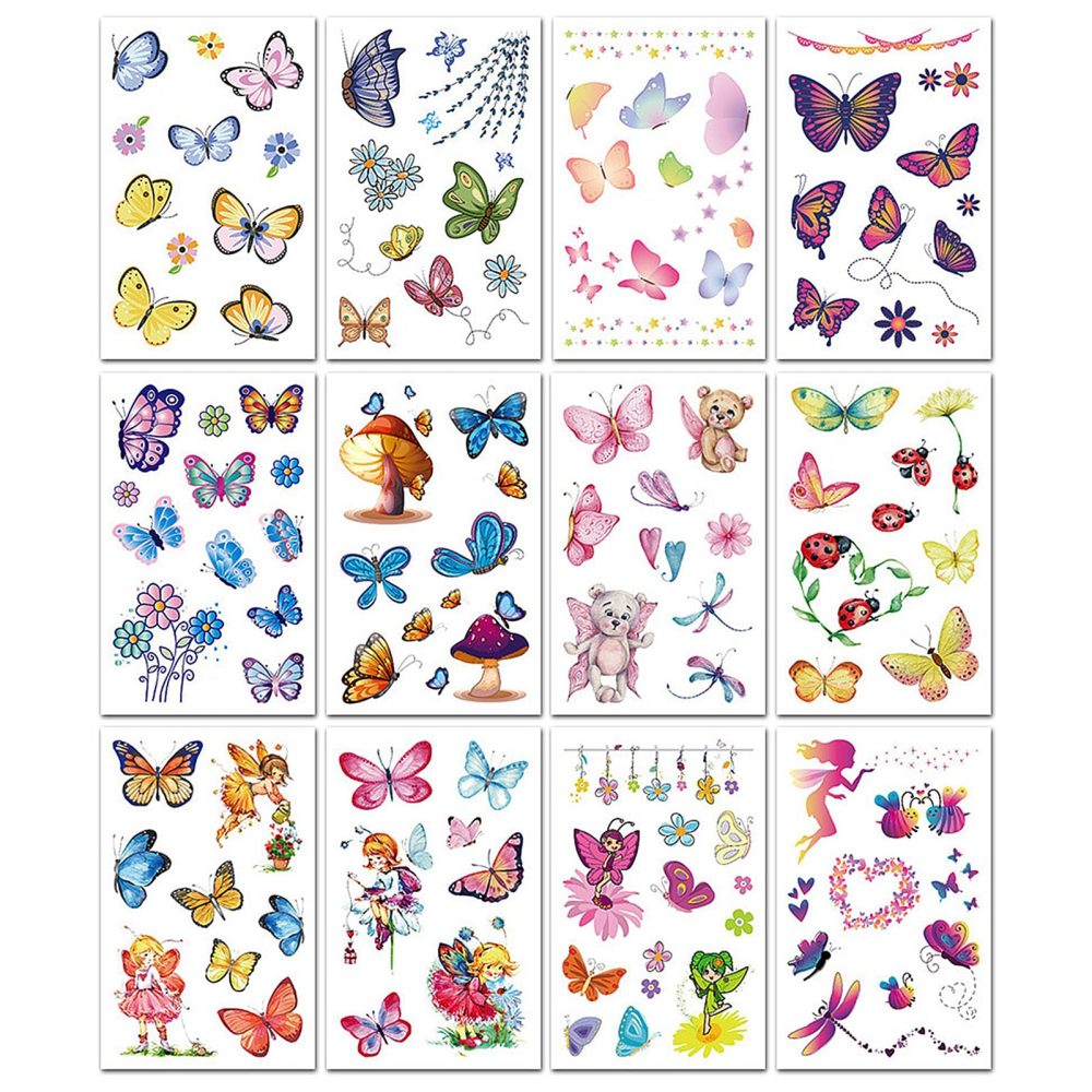 130 Styles Butterfly Temporary Tattoos, 12 Sheets Glitter Butterfly Stickers Waterproof Removable Butterfly Tattoos Butterfly Favours Party Bag Fillers for Girls Kids Children Birthday Party Carnival - Image 7