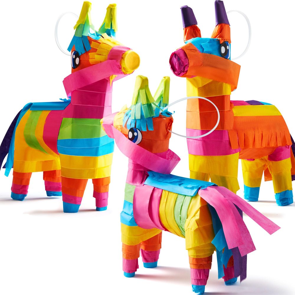 3 pcs Mini Donkey Pinatas 19cmx14cm Cinco De Mayo Rainbow Color for Fun Fiesta Taco Party Supplies, Luau Event Photo Props, Mexican Theme Decoration, Carnivals Festivals, Taco Tuesday Event