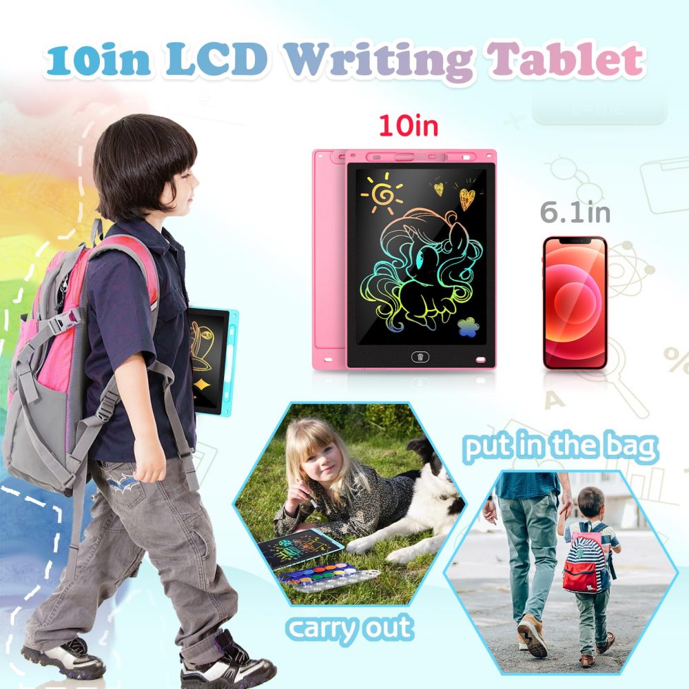KTEBO 2 Pack 10 Inch Drawing Pad, LCD Drawing Tablet for Kids Travel Games Activity, Stocking Fillers for Kids - Image 6