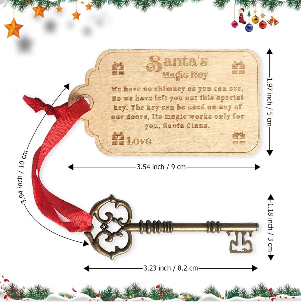PopManko Personalised Santa Key Christmas Santas Magic Key, Christmas Eve Tradition No Chimney handmade Christmas Eve Box Fillers Gift for Kids - Image 2