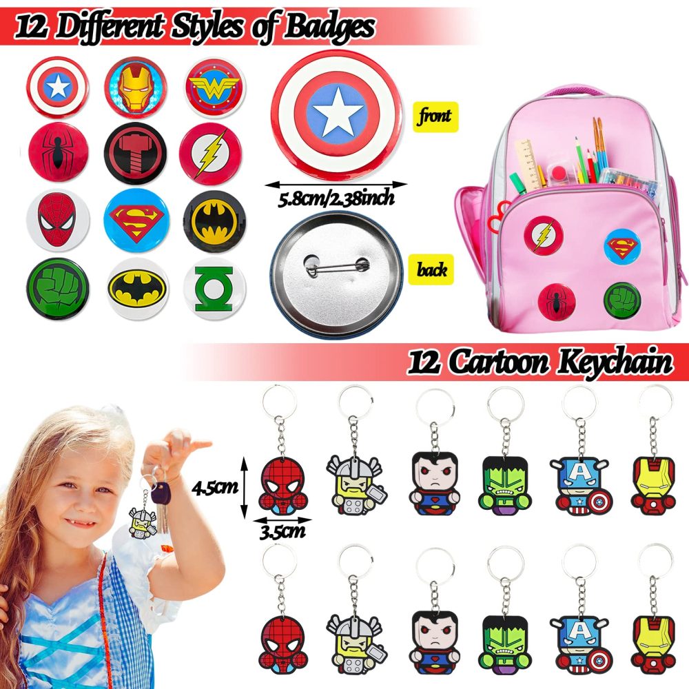 Beamely 110Pcs Avenger Party Bag Fillers for Kids Boys Girls, Superhero Theme Assorted Pinata Toys with Slap Bands Masks Stickers Keychains Gift Bags Badges Lucky Dip Prize Favours for Birthday - Image 4