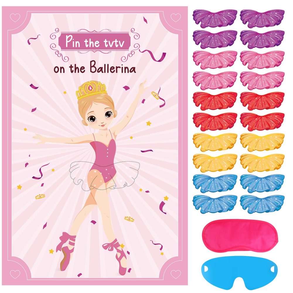Hooqict Ballerina Birthday Party Decorations Pin The Tutu on The Ballerina Party Supplies Favors Girls Pin Games Tutu Party Decorations, Large Ballerina Party Games Poster with 20 Tutu Stickers
