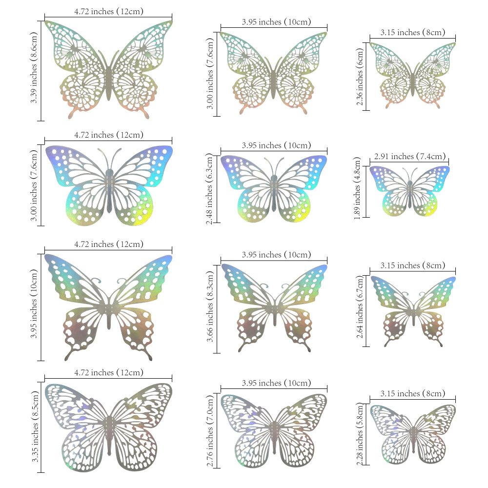 Gyufise 48Pcs Laser Silver Lively 3D Butterfly Cupcake Toppers Mixed Size Hollow Art Butterfly Cake Topper Decorations for Baby Shower Wedding Anniversary Kids Birthday Party Supplies - Image 6