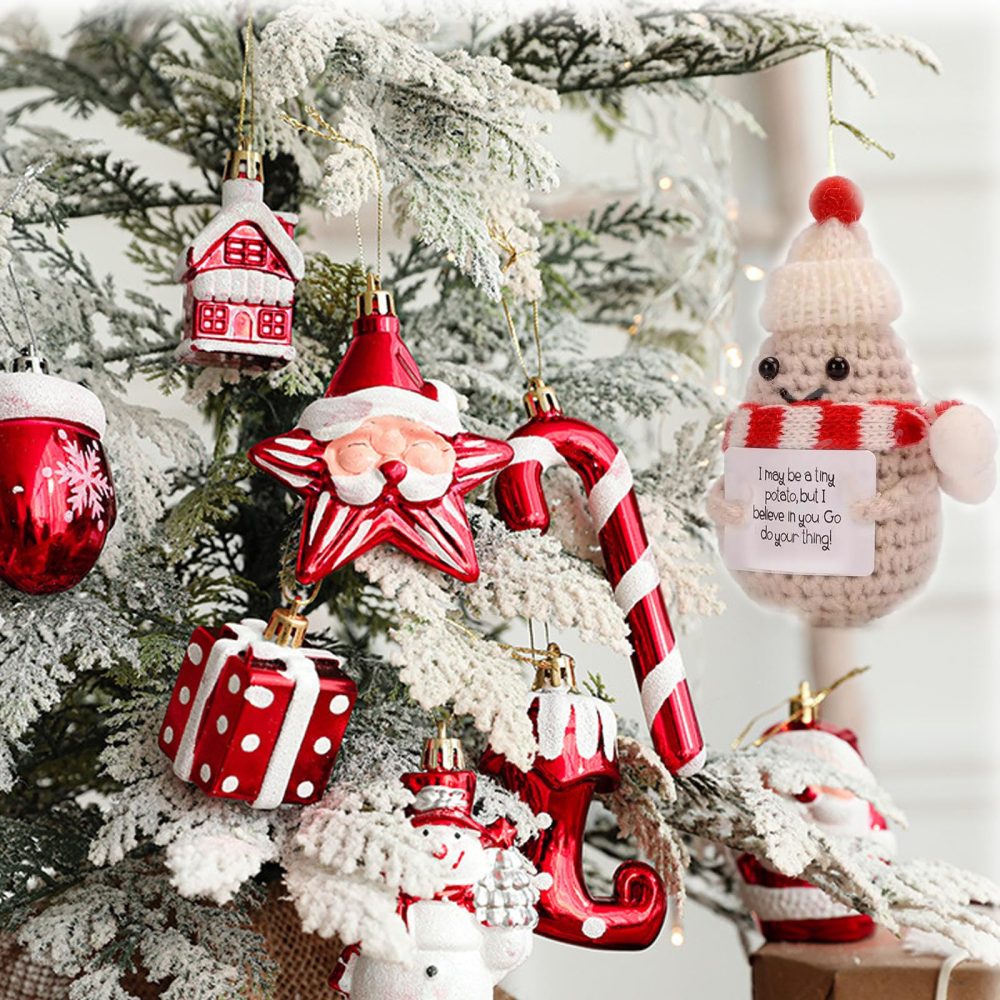 Leyiteng Christmas Cute Stuff,Emotional Support Potato, Christmas Xmas Eve Box Party Bag Stocking Fillers,Mini Inspirational Good Luck Gifts Funny Knitted Wool Doll Gift for Adults Women Home Office - Image 3