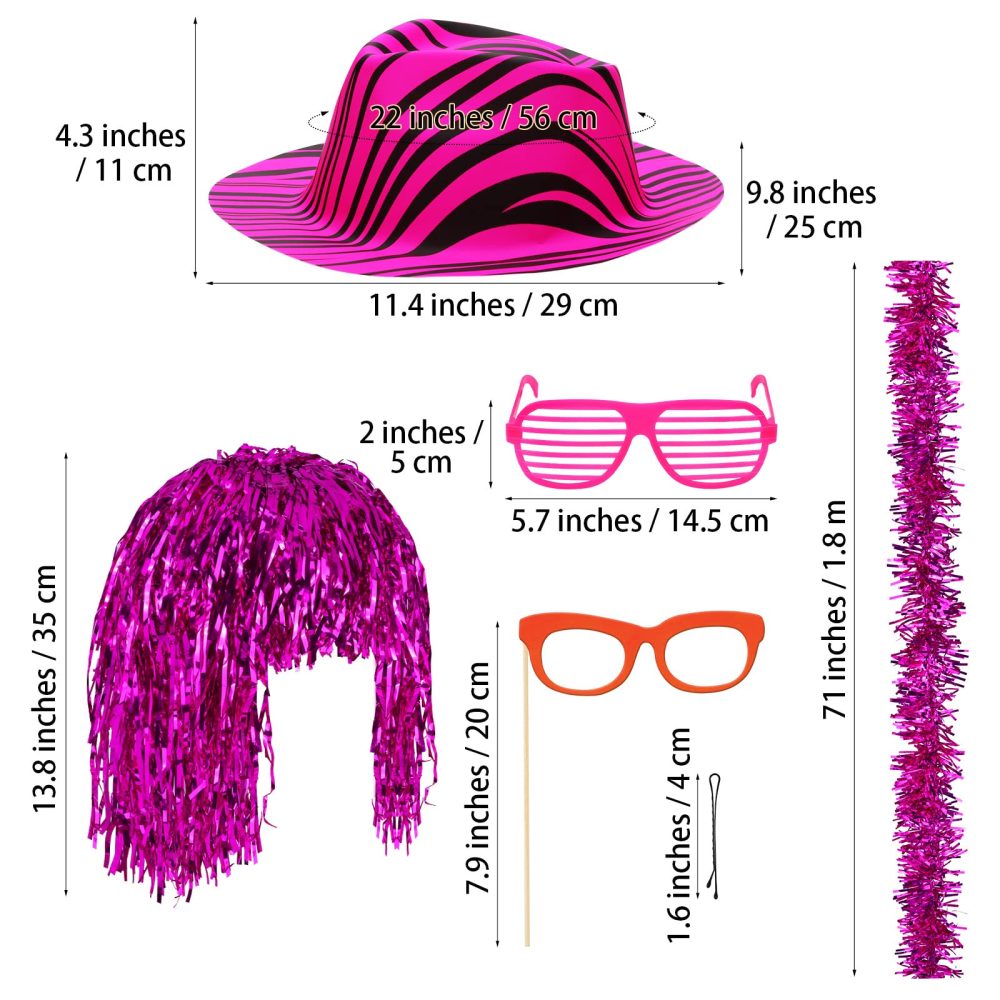 Aodaer 108 Pieces Neon Bright Party Set Neon Party Hats Kit Include Neon Gangster Hats Metallic Foil Tinsel Wigs Shutter Eyeglasses Colorful Boa Party Photo Booth Props Neon Party Supplies for Adult - Image 7