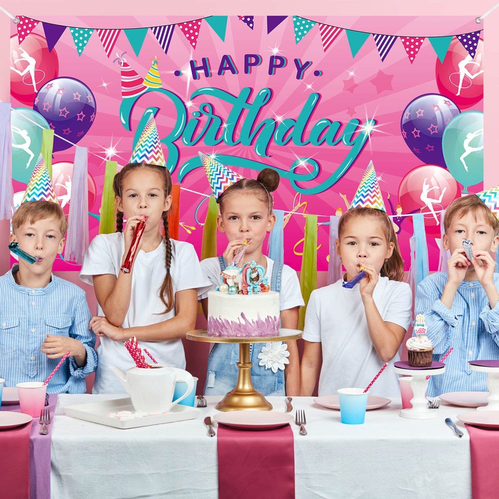 Gymnastics Birthday Party Decorations Gymnastics Photography Backdrops Gymnastics Party Decorations Girls Backdrop Gymnastics Party Supplies for Birthday Baby Girl Shower Party Supplies - Image 5