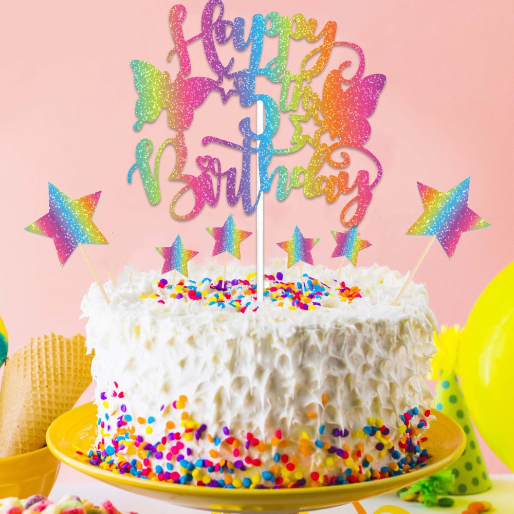Joyeah Happy 5th Birthday Butterfly Cake Decorations, Butterfly Cake Topper Colorful Butterfly Cake Toppers Butterfly Cupcake Topper for Girls Birthday Wedding Party Fairy - Image 4