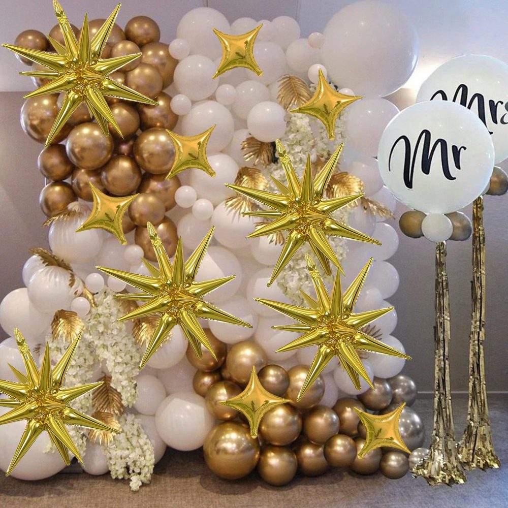12PCS Gold Star Balloons, Gold Explosion Star Balloons Aluminum Foil Balloons Spike Balloons for Birthday, Baby Shower, Bachelorette Party, Disco Party Decorations Supplies - Image 7