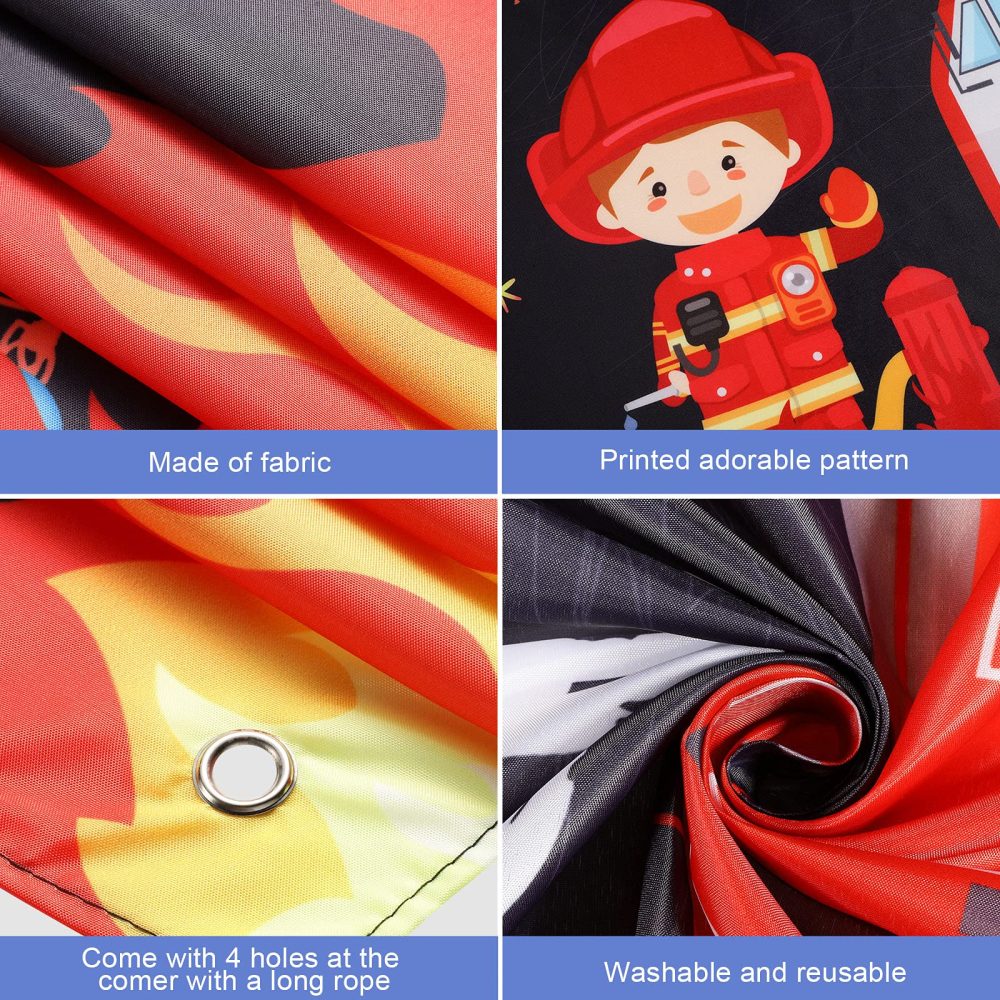 Firetruck Birthday Party Supplies Decorations Firetruck Theme Backdrop Background Banner for Boys Girls Birthday Party Favor Fireman Firefighter Red Firetruck Kids Party Photo Booth Cake Table Decor - Image 6