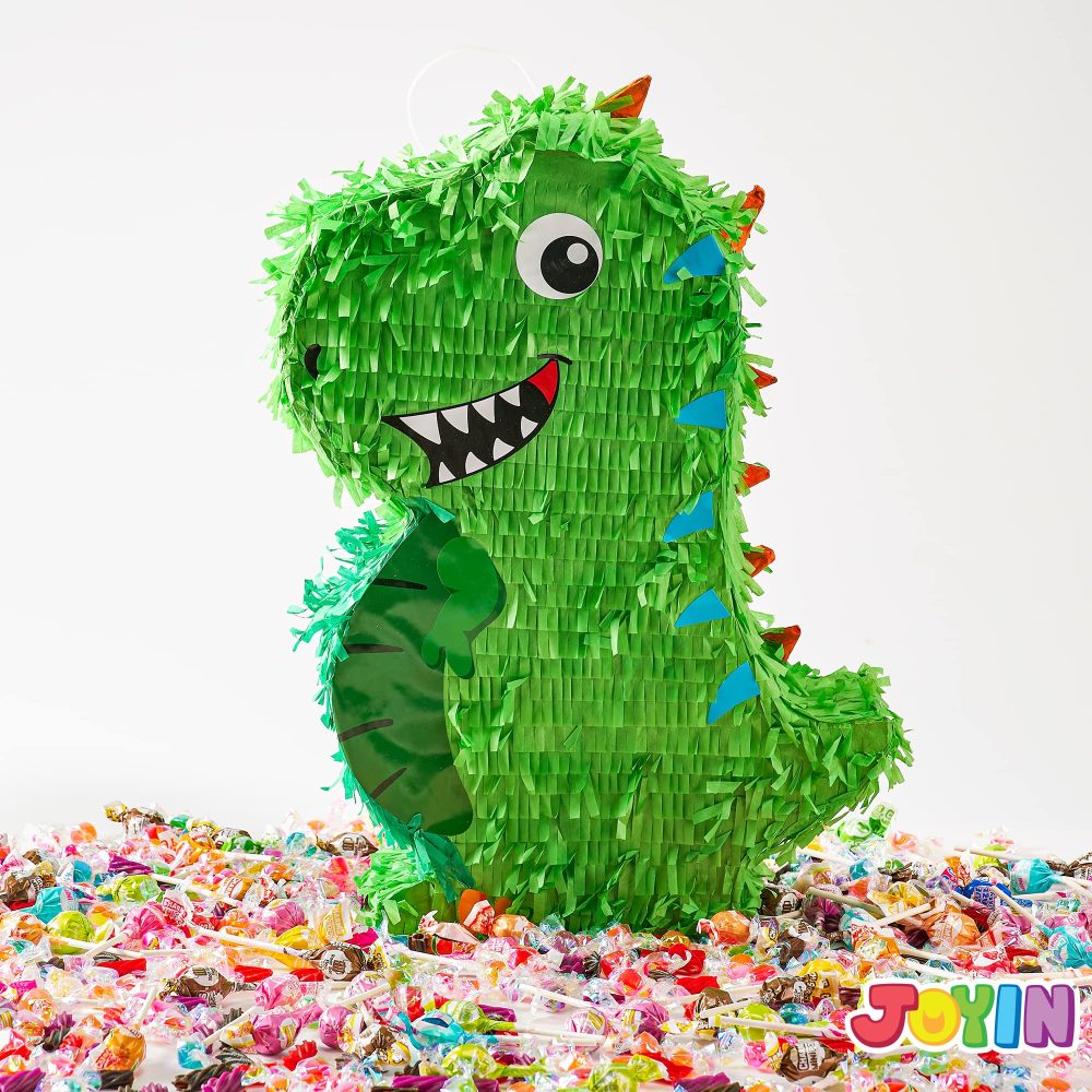 JOYIN Dinosaur Pinata with Plastic Bat and Paper Blindfold, Cinco De Mayo Party, Dinosaur Animal Theme Parties Decorations, Indoor or Outdoor fiesta - Image 3