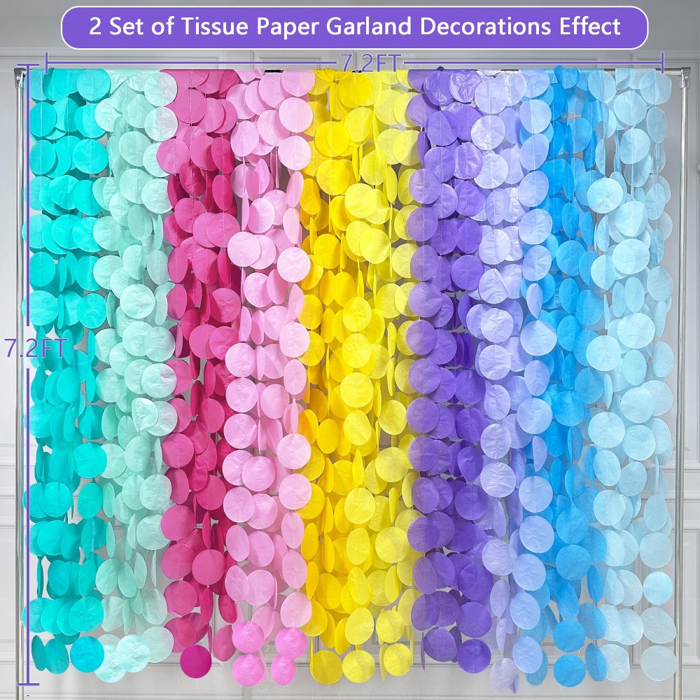 256Ft Ombre Unicorn Tissue Paper Streamer Pastel Big Circle Dots Hanging Garland Backdrop Polka Dot Bunting Banner for Macaron Birthday Wedding Bachelorette Engagement Bridal Baby Shower Party Decor - Image 6