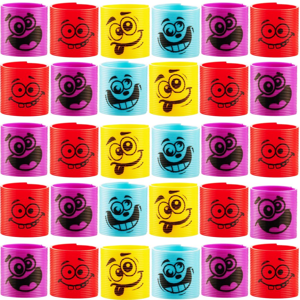 Mega Pack of 50 Coil Spring Toy for Kids - Assorted Silly Faces and Colours, Plastic Mini Spring Toy - Party Bag Fillers for Kids Party Favours, Prizes, Stocking Fillers - Image 7