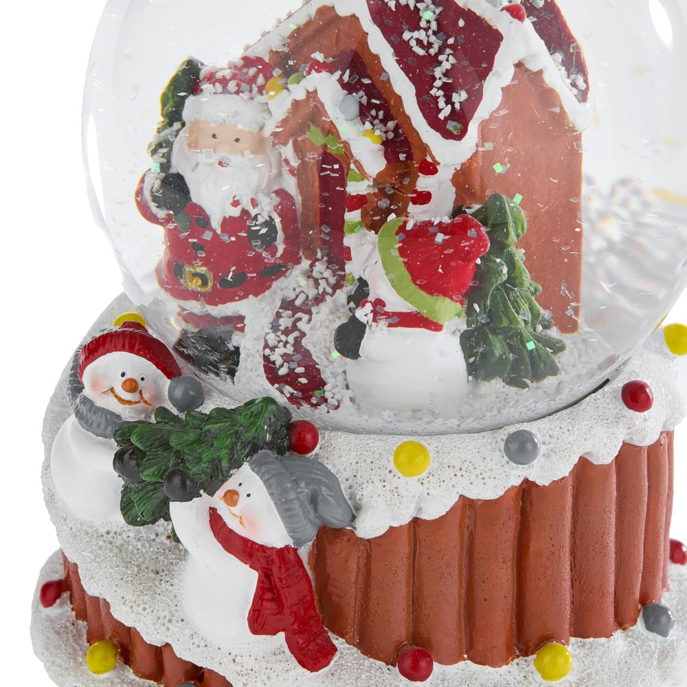 Celebright Christmas Musical Snow Globe - Plays 8 Songs Including Jingle Bells & Lights Up With Changing LED Colours - Large 14cm (Gingerbread House) - Image 4