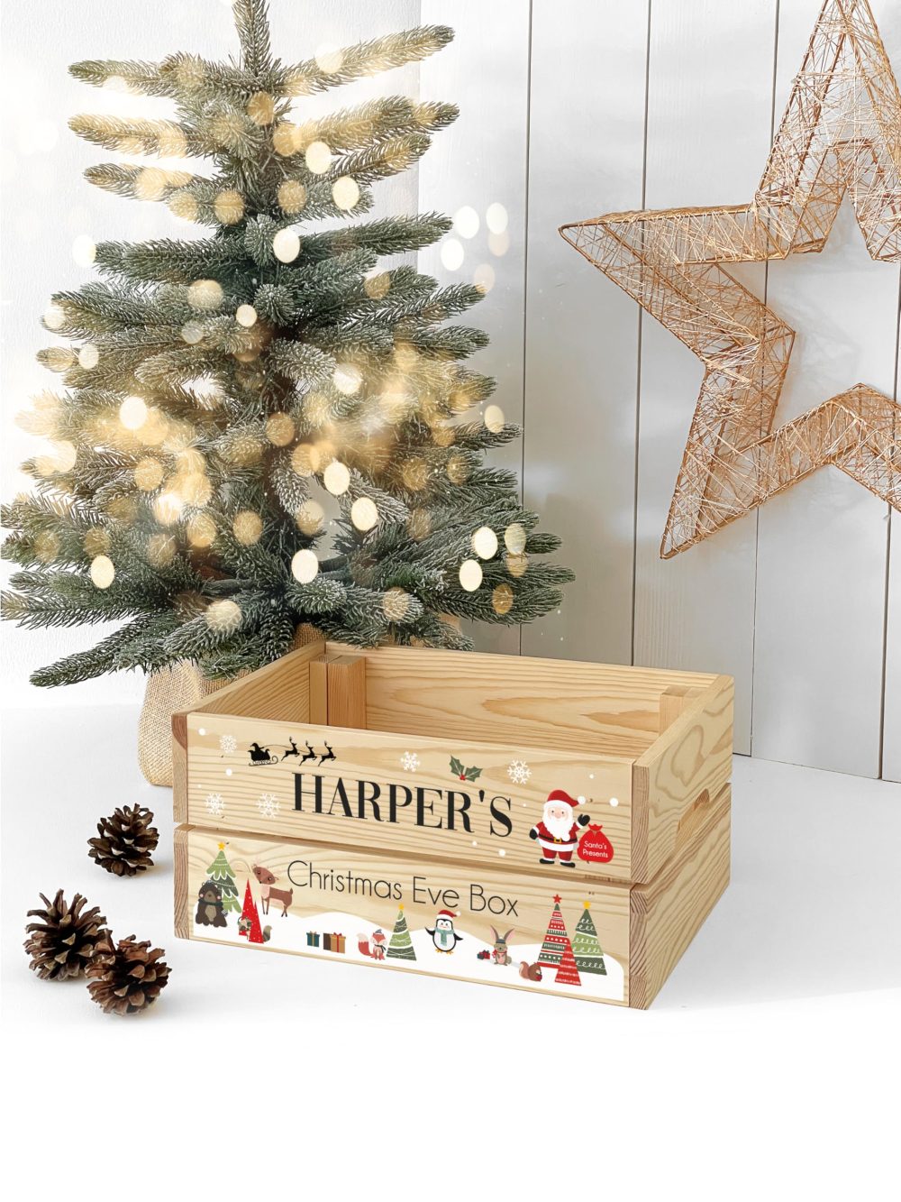 Personalised Children's Christmas Eve Crate, Wooden Christmas Eve Box For Kids - Image 5