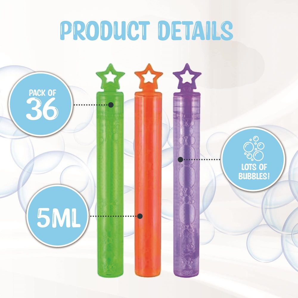 36-Pack Bubble Tubes Party Bag Fillers - Fun and Colorful Toy Bubble Tubes for Kids - Ideal Wedding Favors, Party Favors, Loot Bag and Stocking Fillers - Image 8