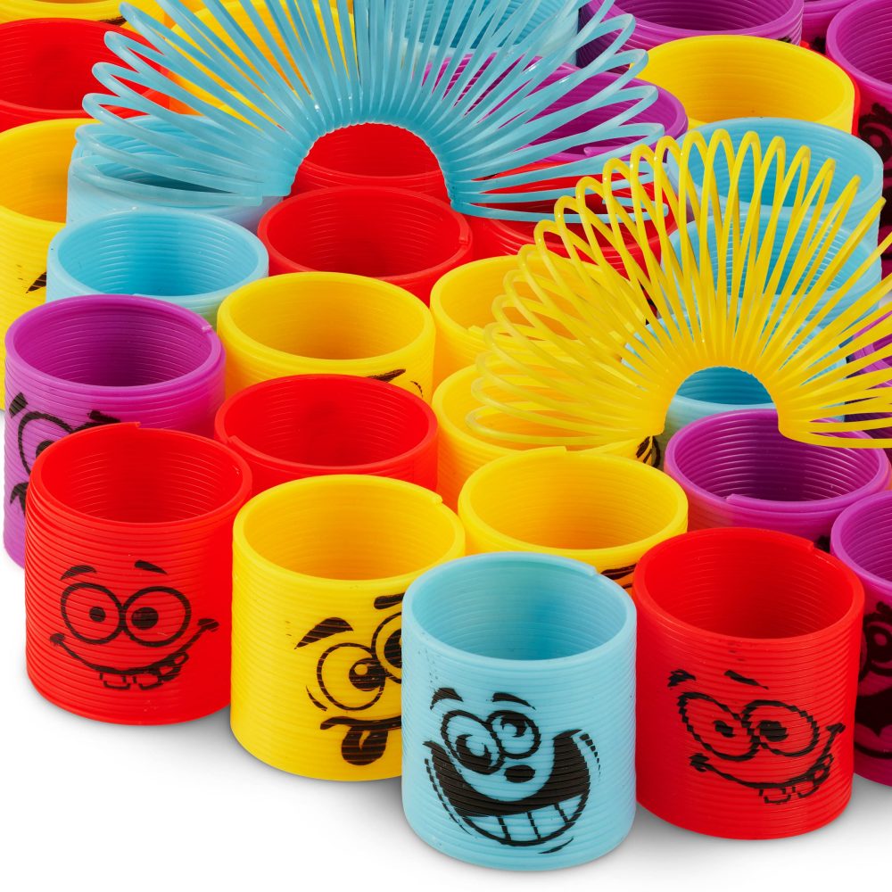 Mega Pack of 50 Coil Spring Toy for Kids - Assorted Silly Faces and Colours, Plastic Mini Spring Toy - Party Bag Fillers for Kids Party Favours, Prizes, Stocking Fillers - Image 5