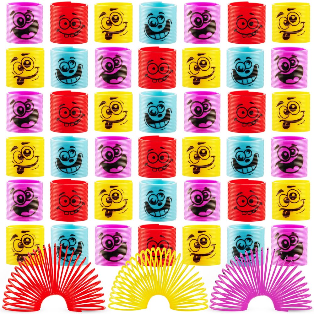 Mega Pack of 50 Coil Spring Toy for Kids - Assorted Silly Faces and Colours, Plastic Mini Spring Toy - Party Bag Fillers for Kids Party Favours, Prizes, Stocking Fillers - Image 8