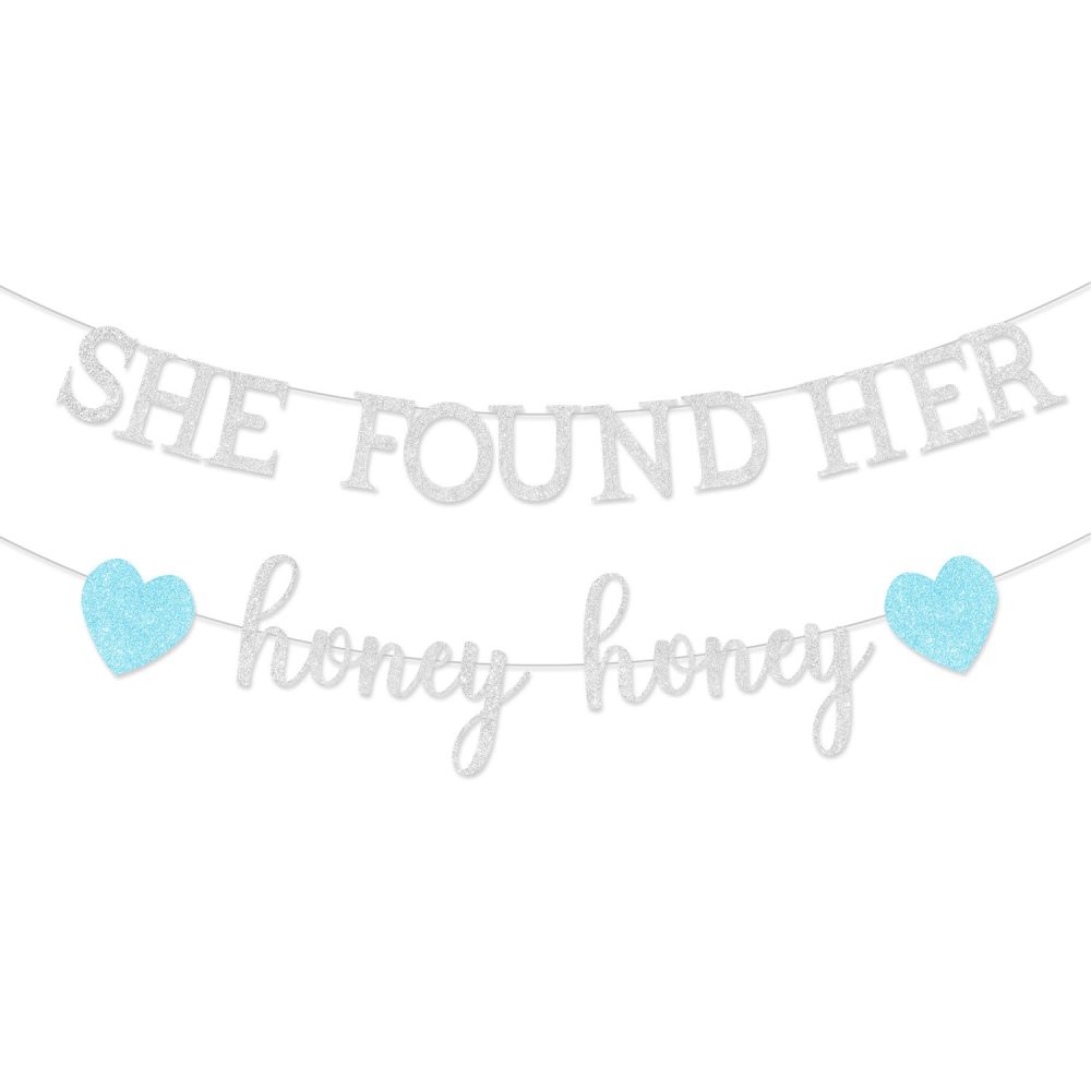 She Found Her Honey Banner, Honey Bridal Shower Decor, Glitter Sliver Bridal Shower Banner for Mamma Mia Bachelorette Party Wedding Engagement Bachelorette Bridal Shower Party Decoration