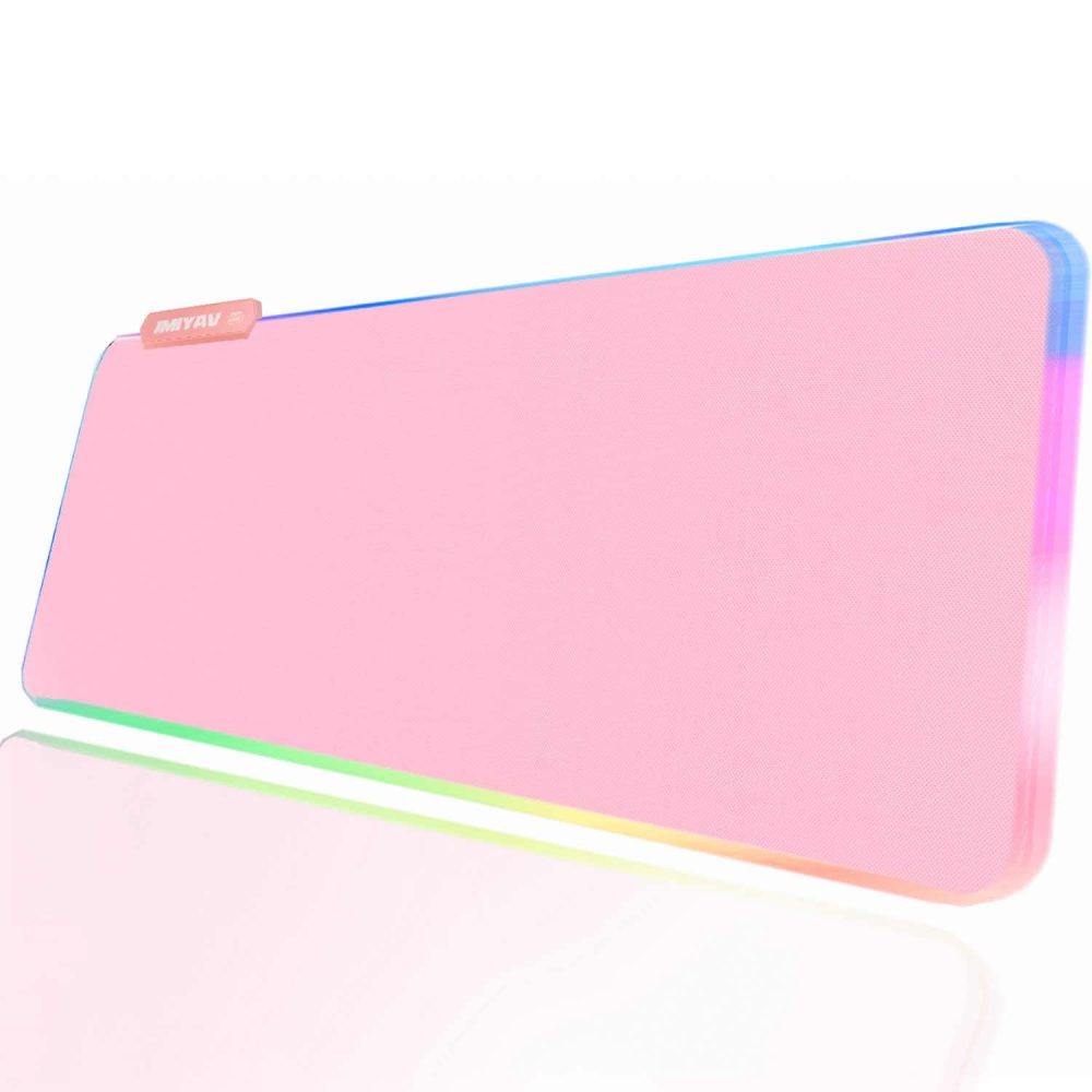 JMIYAV Pink RGB Gaming Mouse Pad PC XL Large Extended Glowing Led Light Up Desk Pad Mouse Mat Non-Slip Rubber Base Computer Big Cute Mousepad Mat Optimized for Gamer 80 * 30cm
