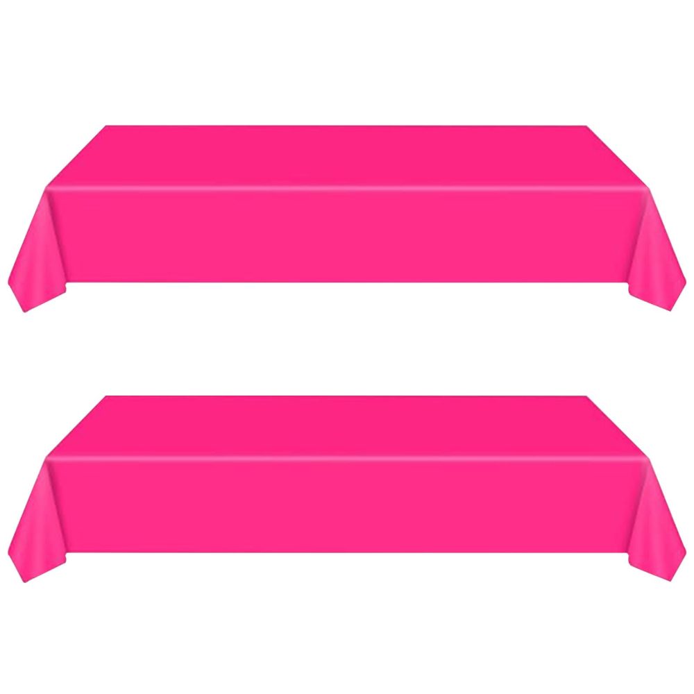 2Pcs 137x274cm Plastic Hot Pink Table Cloths Party,Hot Pink Party Supplies Decorations Large Rectangular Plastic Table Cloth Table Cover for Picnic,Wedding,Bar-bie,Girls Birthday Party Tablecloths