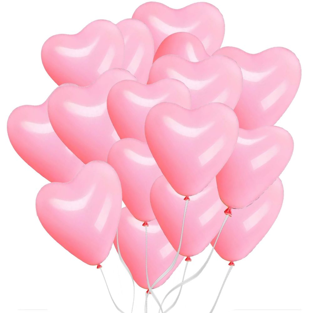 Pink Heart Balloons 12 inch Latex Heart Shaped Balloons Pack Wedding Balloons for Valentines Day Anniversary Bridal Shower Galentines Decorations Pack of 25