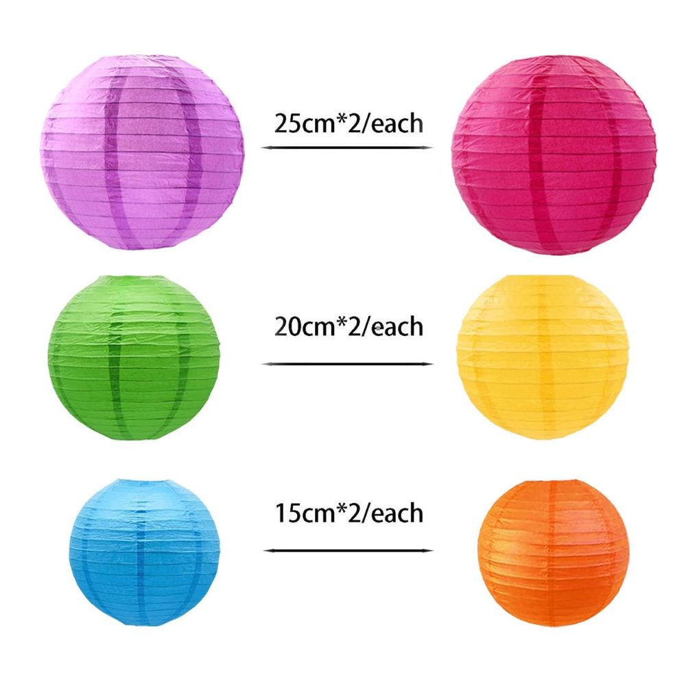 CC wonderland zone 12pcs Rainbow Hanging Paper Lanterns,Colourful Round Paper Lanterns for Birthday,Baby Shower,Wedding,Party,Home Ceiling Decoration - Image 4