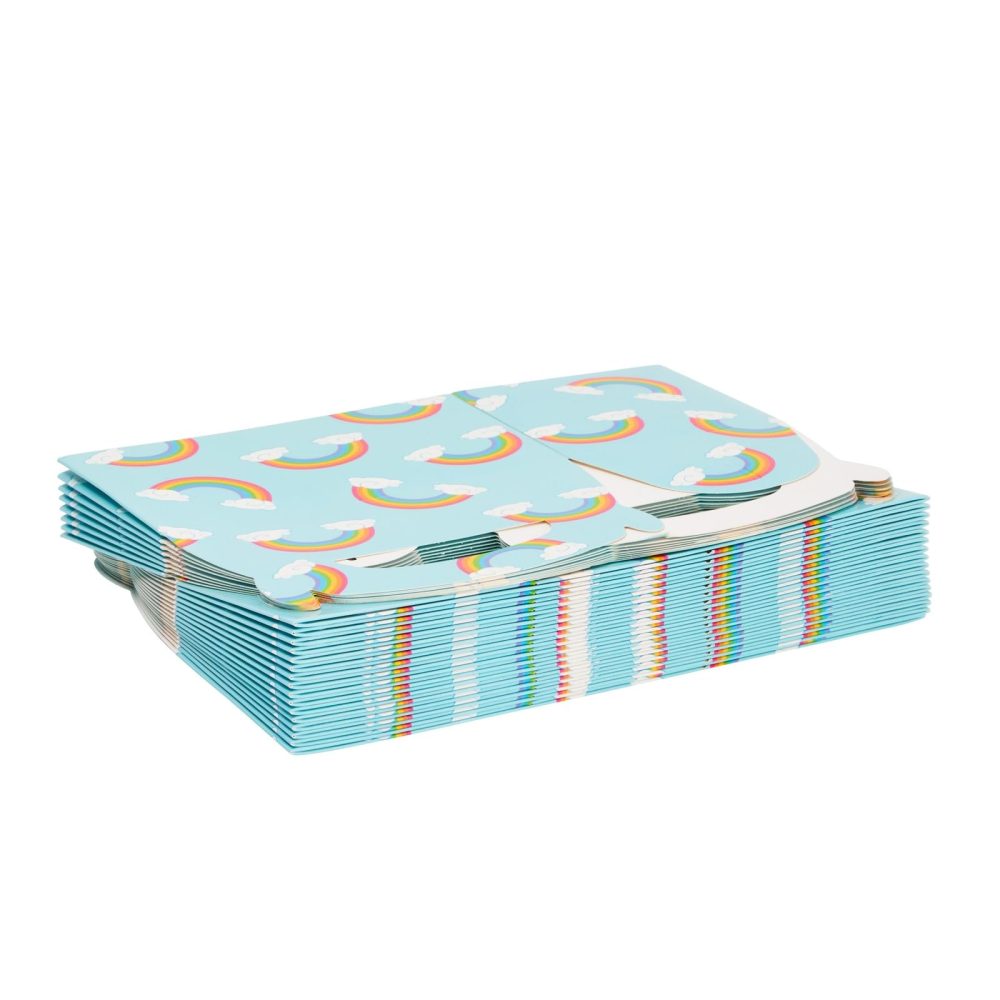 24-Pack Rainbow Party Food Boxes with Handle for Kids Birthday Themed Party Favours, Gifts, Treats, 15.7 x 8.9 x 9.1 cm - Image 2