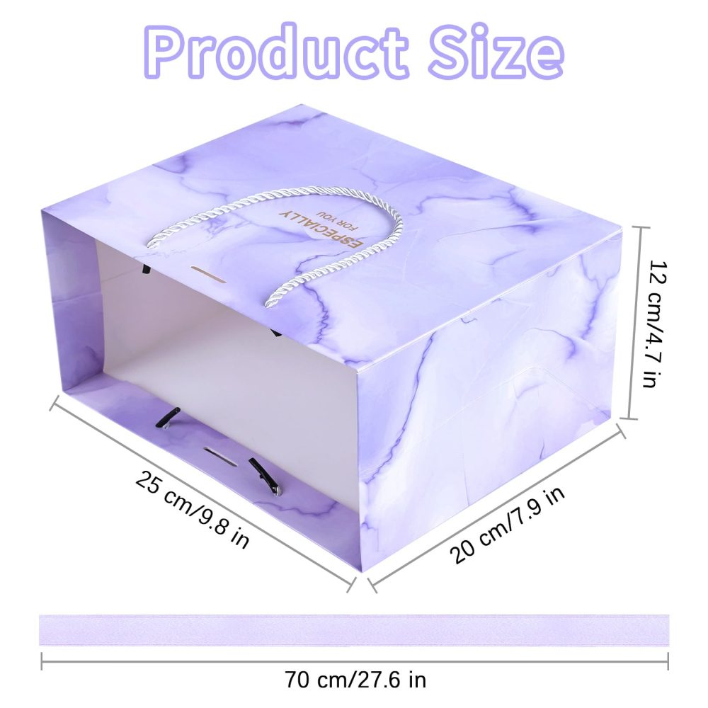 Gift Bags with Bow Ribbon, 4 Pcs Medium Paper Gift Bag, Present Bags with Handles for Women Girls Birthday Bridesmaid Valentines Wedding Party - Image 4