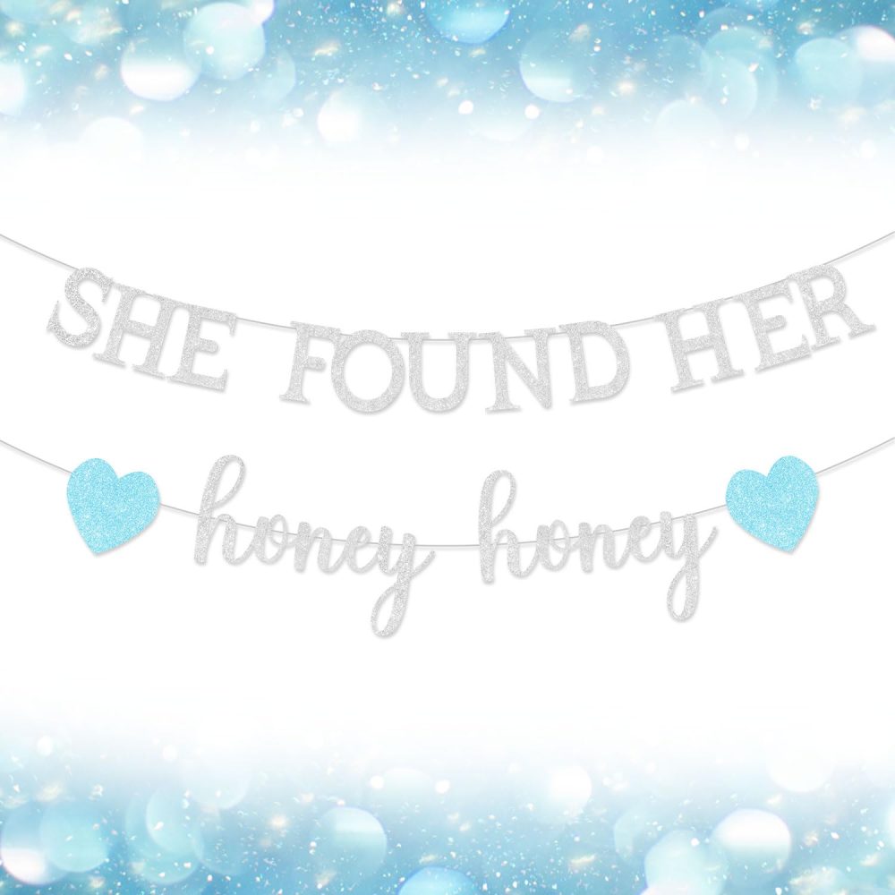 She Found Her Honey Banner, Honey Bridal Shower Decor, Glitter Sliver Bridal Shower Banner for Mamma Mia Bachelorette Party Wedding Engagement Bachelorette Bridal Shower Party Decoration - Image 6