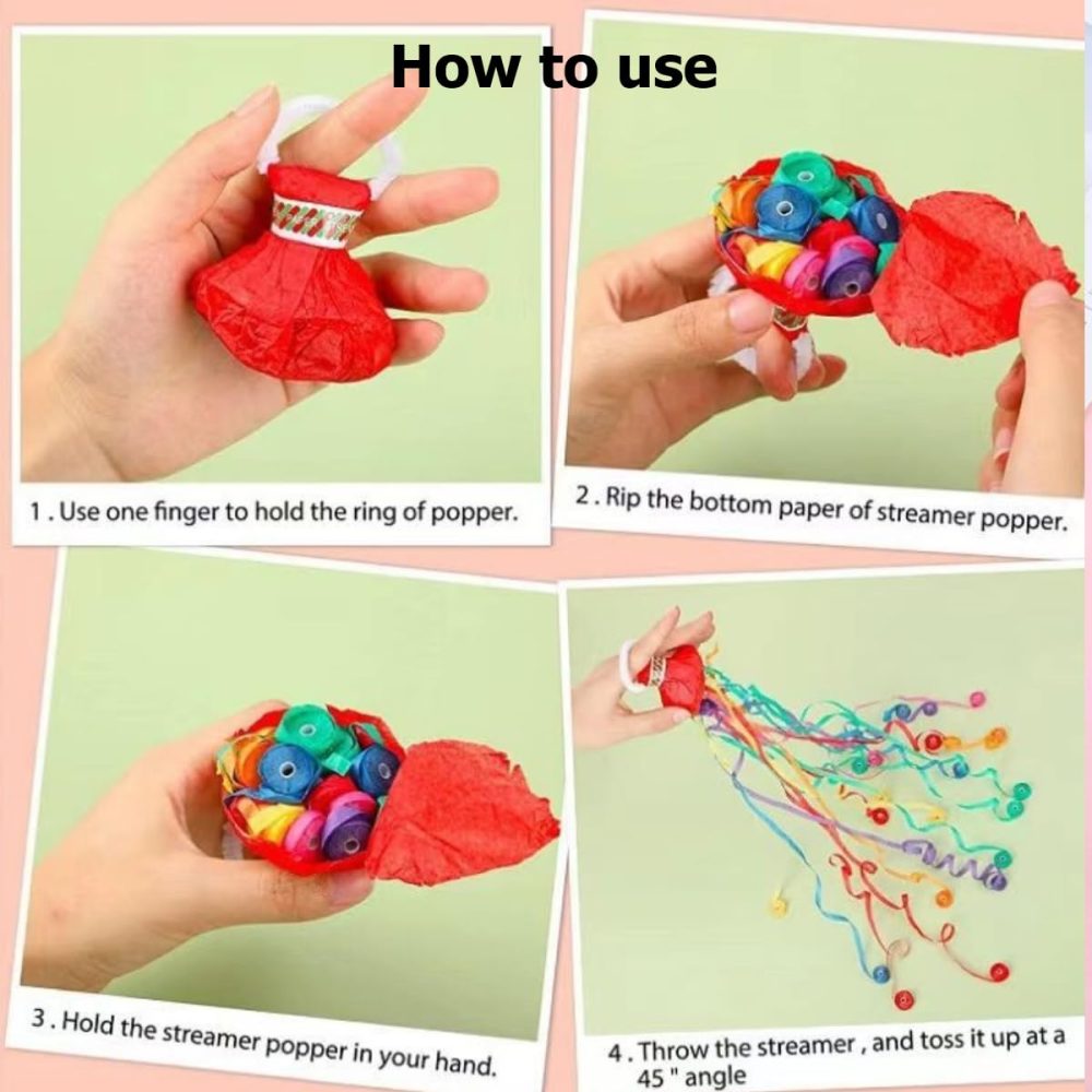 KARLOR Streamers for Throwing, 10 Pcs Streamers Poppers Colorful Hand Throw Streamers No Mess Confetti Wedding Party Colorful Streamers Bombs Hand-Throw Streamers for Birthday Carnival - Image 5