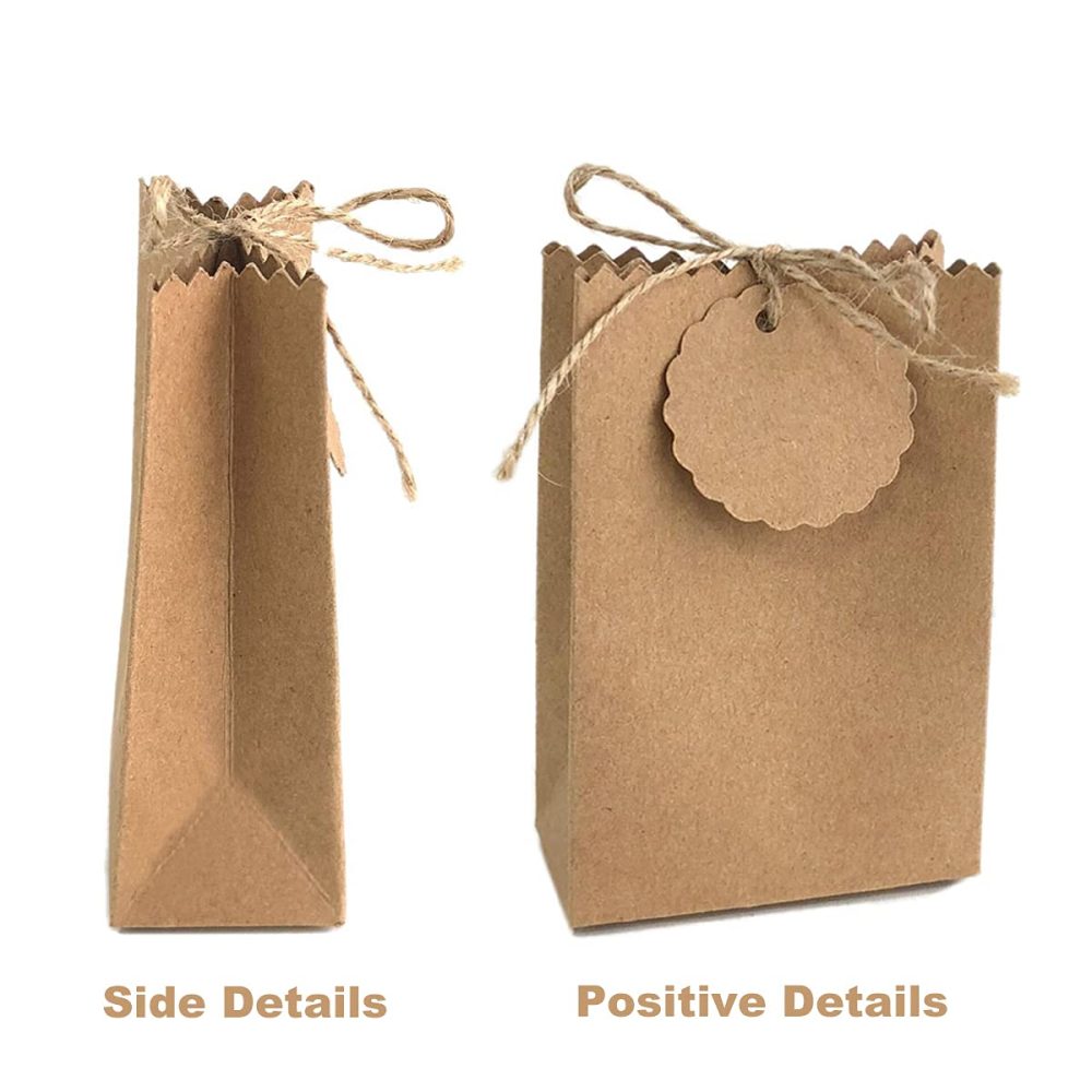 Allbusky 50PCS Kraft Paper Candy Boxes, Sweet Wedding Favour Boxes, DIY Party Gift Bags with Tags, Creative Paper Treat Boxes, Party Gift Packs for Wedding Christmas Birthday Holiday - Image 3
