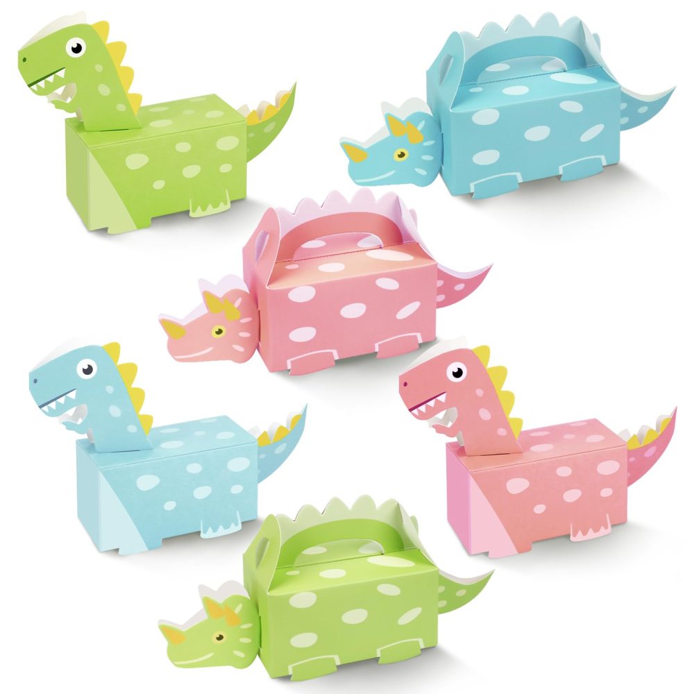 DPKOW 24 Pack Dinosaur Party Favor Boxes, Small Dino Treat Boxes Dinosaur Gift Presents Boxes 3D Dinosaur Shaped Candy Cookie Boxes Bags for Girls Boys Kids Dinosaur Birthday Party Favor Supplies