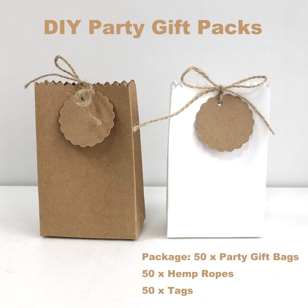 Allbusky 50PCS Kraft Paper Candy Boxes, Sweet Wedding Favour Boxes, DIY Party Gift Bags with Tags, Creative Paper Treat Boxes, Party Gift Packs for Wedding Christmas Birthday Holiday - Image 2